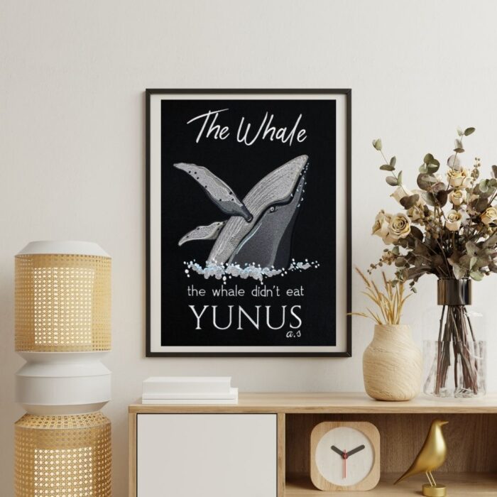 The Whale Embroidery wallframe