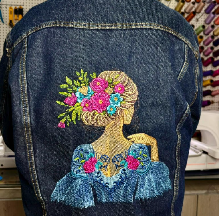 FLoral Girl Embroidery on denim FLoral Girl Embroidery on denim