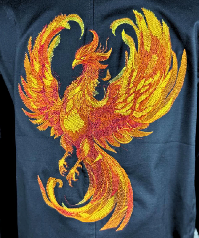 Phoenix firey bird embroidery on demand Phoenix firey bird embroidery on demand