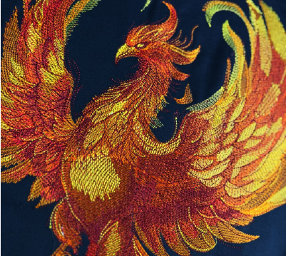 Phoenix firey bird embroidery Phoenix firey bird embroidery